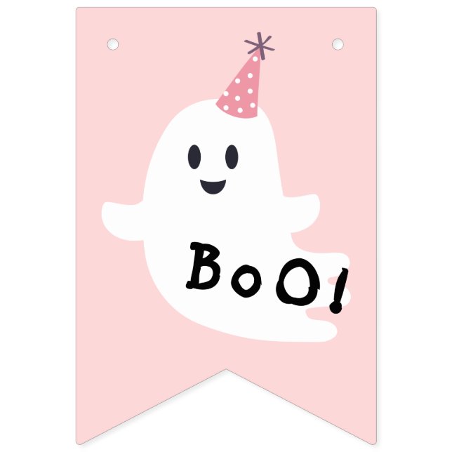 Halloween Spooky One Cute Ghost 1st Birthday Party Bunting Flags (Sixteenth Flag)