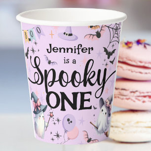 Halloween Spooky One Cute Ghost 1st Birthday Party Paper Cups