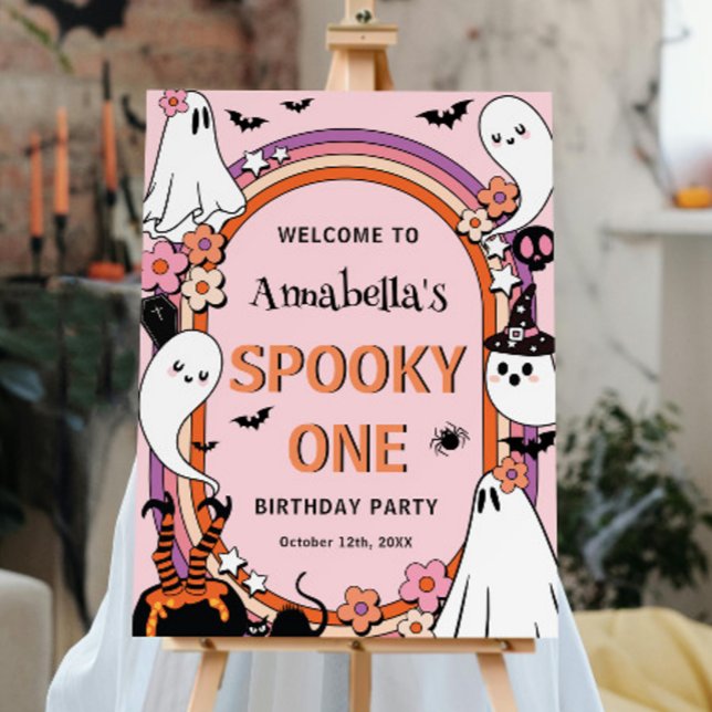 Halloween Spooky One First Birthday Girl Welcome  Foam Board (Creator Uploaded)