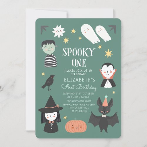 Halloween Spooky One First Birthday Invitation