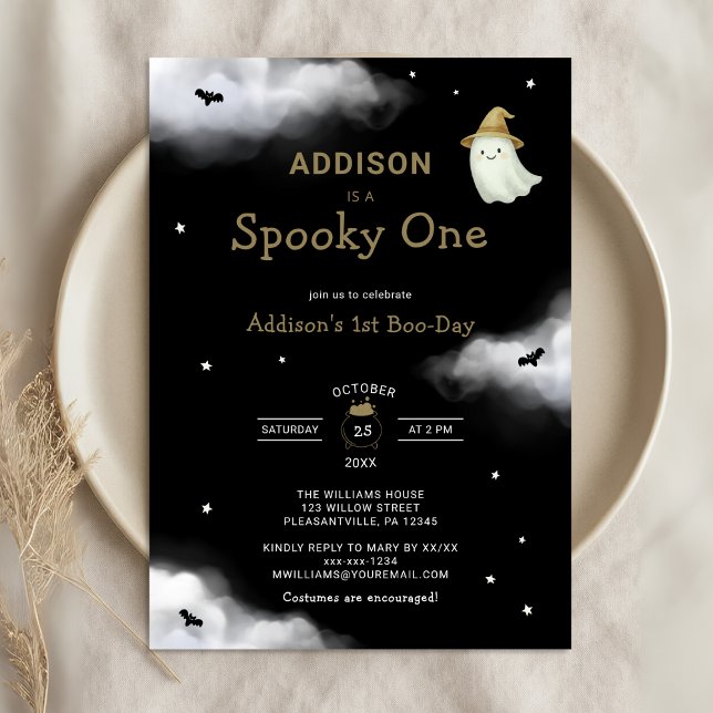 Halloween Spooky One First Birthday Invitation (Creator Uploaded)
