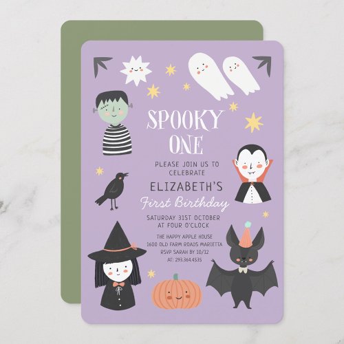 Halloween Spooky One First Birthday Invitation