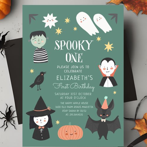 Halloween Spooky One First Birthday Invitation