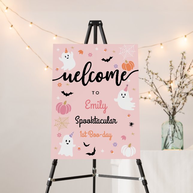 Halloween Spooky One Ghost 1st Birthday Welcome Foam Board (In Situ (Stand))