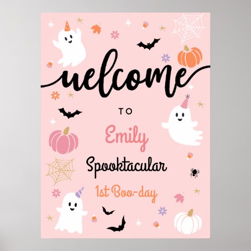 Halloween Spooky One Ghost 1st Birthday Welcome Poster