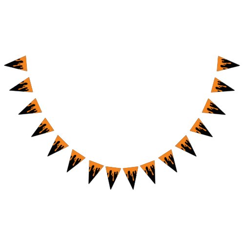 Halloween Spooky Orange Black Dripping Slime Bunting Flags