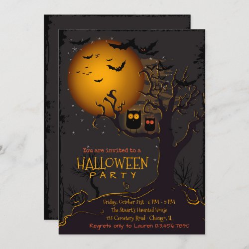 Halloween Spooky Owls Party Invitation