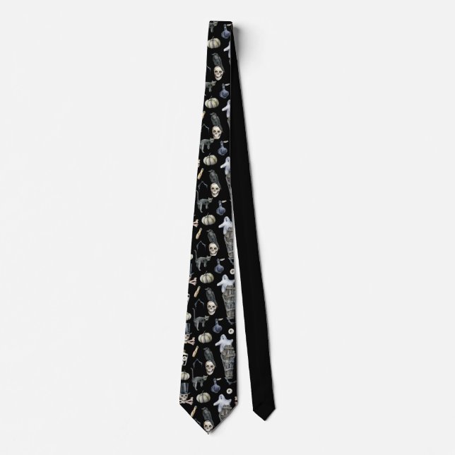 Halloween Spooky Pattern Neck Tie (Front)