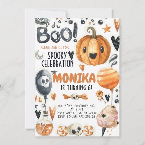 Halloween Spooky Pumpkin Birthday Invitation 