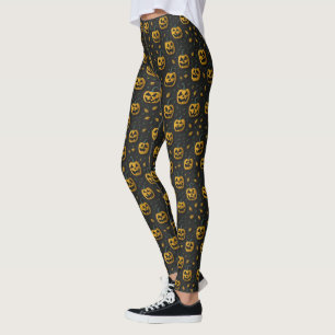 Halloween spooky pumpkin cartoon dark contrast leggings
