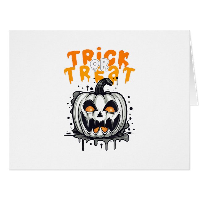 Halloween spooky Pumpkin Design Trick or Treat Cards (Front Horizontal)