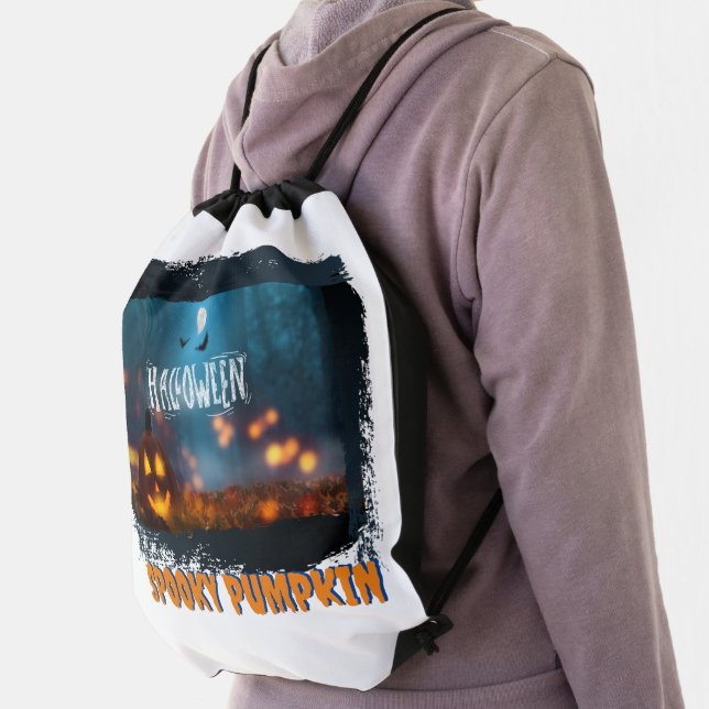 HALLOWEEN SPOOKY PUMPKIN DRAWSTRING BAG (Insitu)