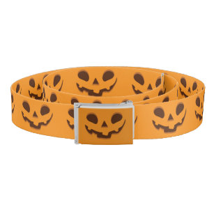 Pumpkin Ghost Print Pu Belt Orange Halloween Waist Belts Trendy