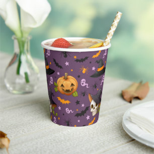 Halloween Spooky Pumpkin Ghost Creepy Spider Bat Paper Cups