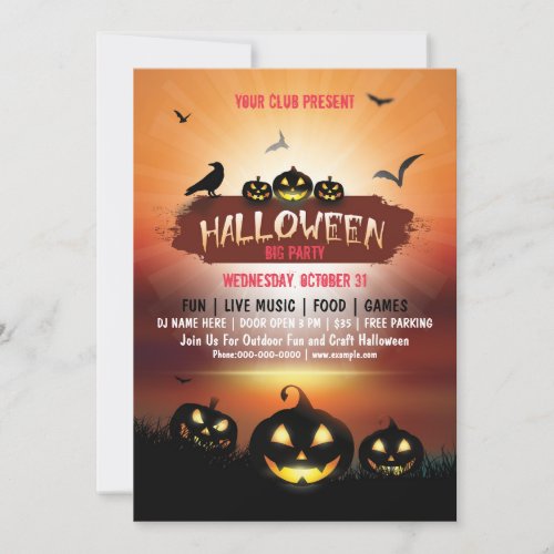 Halloween Spooky Pumpkin Halloween Party Invitation