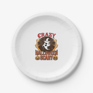 Halloween Spooky Pumpkin Retro Engraved Texture_1 Paper Plates