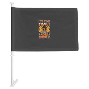 Halloween Spooky Pumpkin Scarecrow Vintage Car Flag