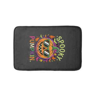 Halloween Spooky Pumpkin Sunglasses Vector Bath Mat