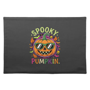 Halloween Spooky Pumpkin Sunglasses Vector Cloth Placemat