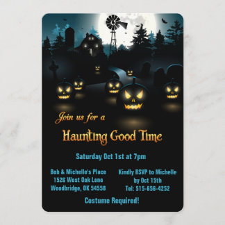 Halloween - Spooky Pumpkins Blue Moon Invitation
