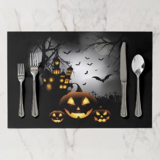 Halloween - Spooky Pumpkins Grey Moon Placemat