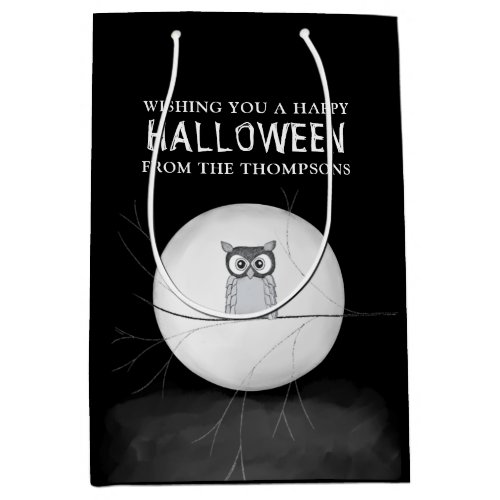 Halloween Spooky Scary Creepy Whimsical Owl  Medium Gift Bag