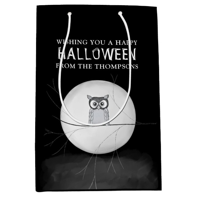 Halloween Spooky Scary Creepy Whimsical Owl  Medium Gift Bag (Front)