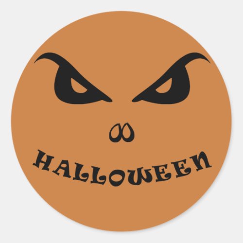 Halloween spooky scary face classic round sticker