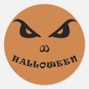 Halloween spooky scary face classic round sticker