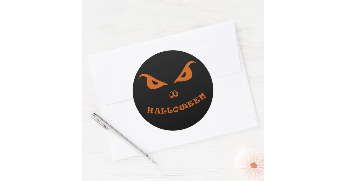 Halloween spooky scary face classic round sticker | Zazzle