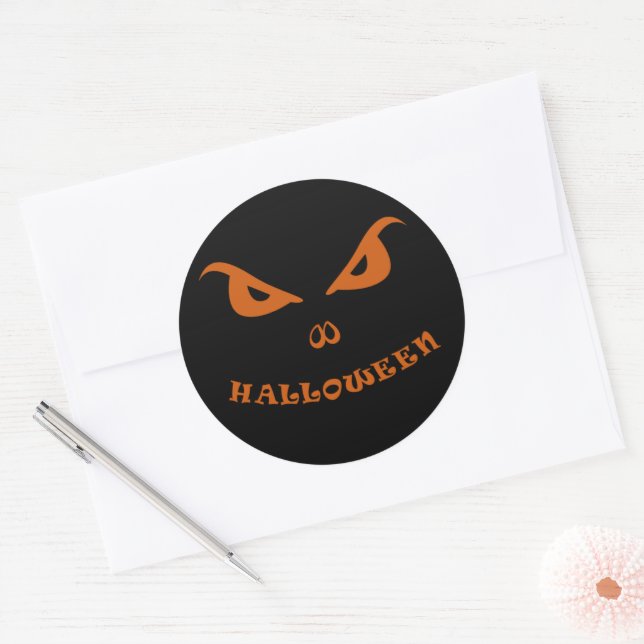 Halloween spooky scary face classic round sticker (Envelope)