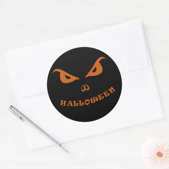 Halloween spooky scary face classic round sticker | Zazzle