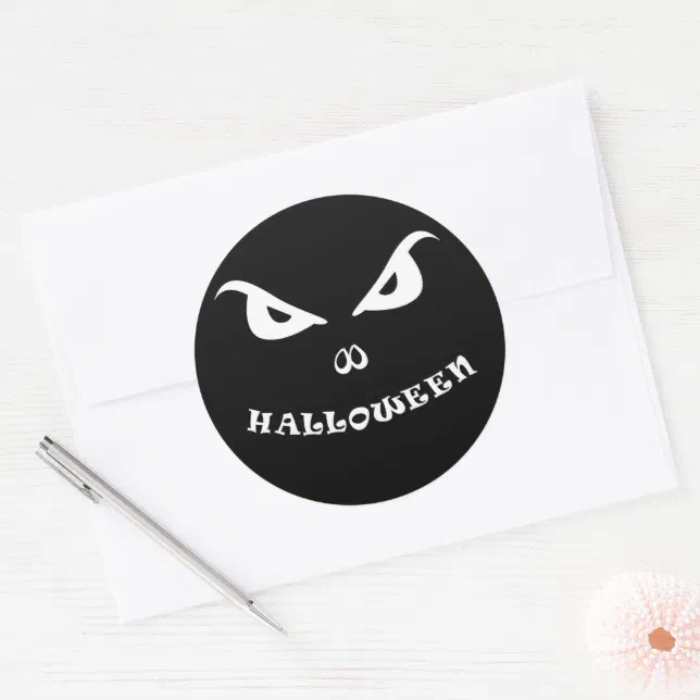 Halloween spooky scary face classic round sticker | Zazzle