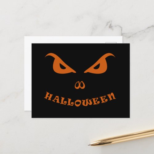 Halloween spooky scary face holiday postcard