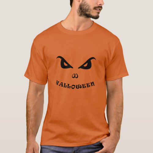 Halloween spooky scary face orange T_Shirt