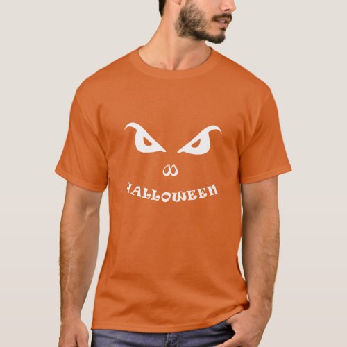 Halloween spooky scary face orange T_Shirt