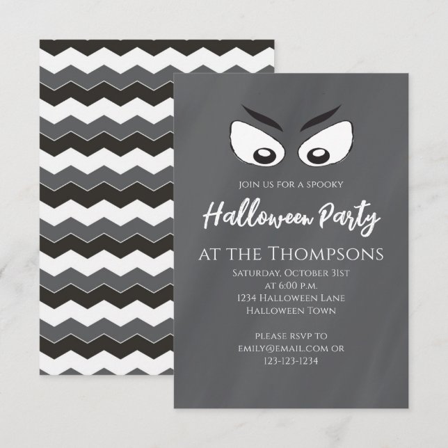 Halloween Spooky Scary Ghost Eyes Cute Fun Invitation (Front/Back)