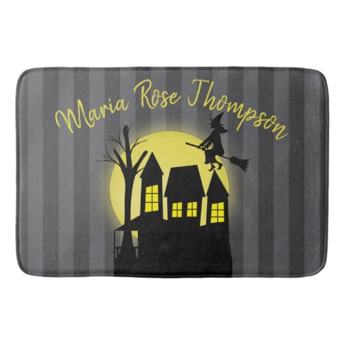 Halloween Spooky Scary Moonlight Flying Witch Bath Mat
