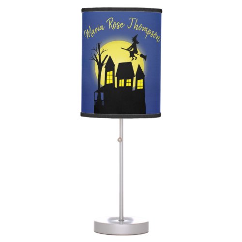 Halloween Spooky Scary Moonlight Flying Witch Table Lamp