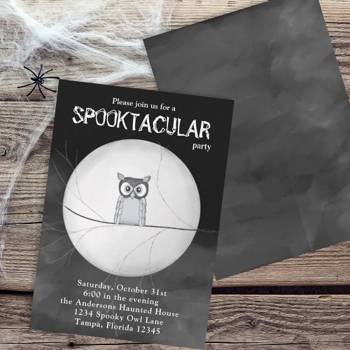 Halloween Spooky Scary Owl Whimsical Spooktacular Invitation
