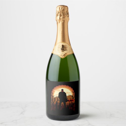 Halloween Spooky Scary Skeleton Sparkling Wine Label