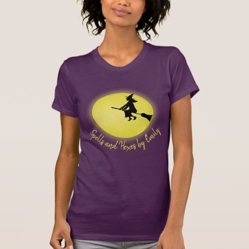 Halloween Spooky Scary Witch Broomstick Moonlight T_Shirt