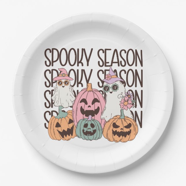 Halloween Spooky Season Paper Plates (Front)