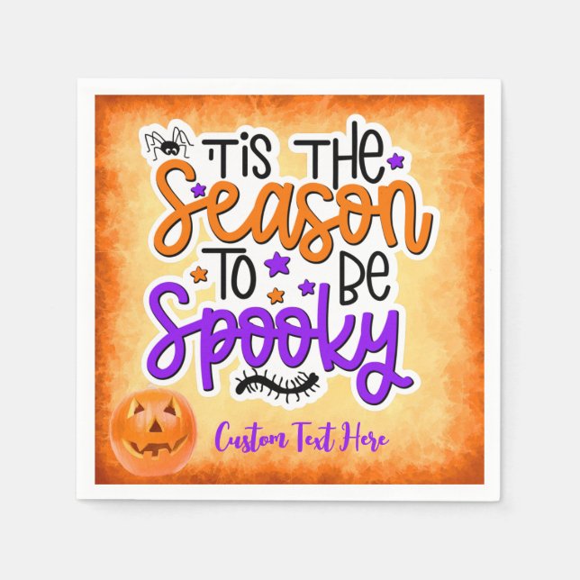 Halloween Spooky Season Quote Pumpkin Personalized Napkins (Front)