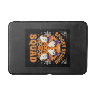 Halloween Spooky Season Squad Ghost Pumpkin Design Bath Mat