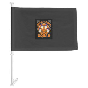 Halloween Spooky Season Squad Ghost Pumpkin Design Car Flag