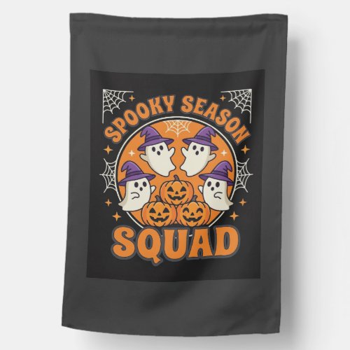 Halloween Spooky Season Squad Ghost Pumpkin Design House Flag