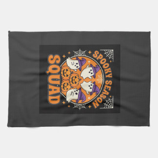 Halloween Spooky Season Squad Ghost Pumpkin Design Kitchen Towel