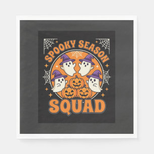 Halloween Spooky Season Squad Ghost Pumpkin Design Napkins