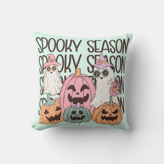 Halloween Spooky Season Throw Pillow (Front)